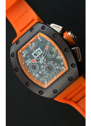 Richard Mille RM011-FM Felipe Massa Reloj Caja de Cerámica de una Sola Pieza correa en color Naranja