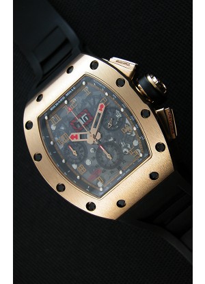 Richard Mille RM011-FM Felipe Massa Reloj en caja de Titanio chapada en Oro Rosado, correa Negra