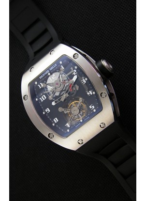 Richard Mille RM001 Evolution Tourbillon Reloj Réplica Suizo con Caja de Acero Cepillado