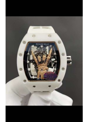 Richard Mille RM66 Flying Genuino Tourbillon Cerámica Blanca Correa Blanca Reloj Réplica Superclone