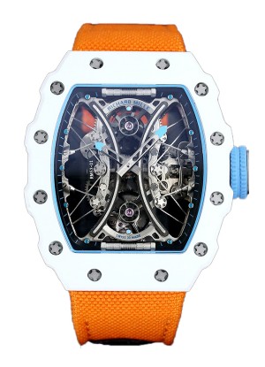 Richard Mille RM53-01 Pablo Mac Donough Caja TPT Blanca Correa Nylon Naranja Reloj Réplica Suiza
