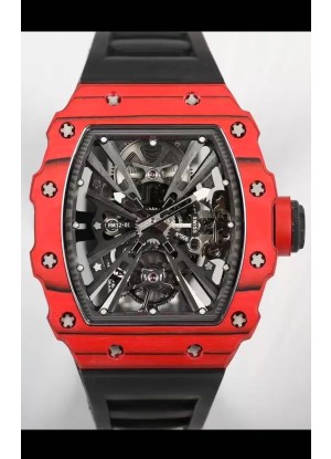 Richard Mille RM12-01 Caja Fibra de Carbono Genuino Movimiento Tourbillon Reloj Réplica Espejo 1:1