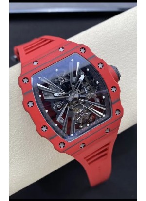 Richard Mille RM12-01 Caja Fibra de Carbono Genuino Movimiento Tourbillon Reloj Réplica Espejo 1:1