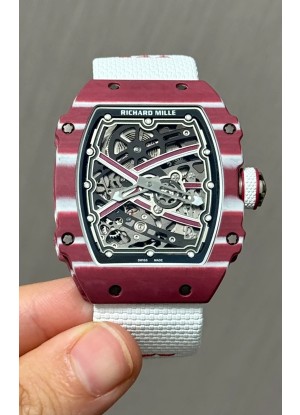 Richard Mille Super Clone RM67-02 Mutaz Barshim Carbono Rojo TPT 27 Gramos Reloj Correa Blanca