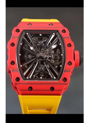 Richard Mille RM12-01 Caja de Fibra de Carbono Genuino Movimiento Tourbillon Reloj Réplica a Espejo 1:1
