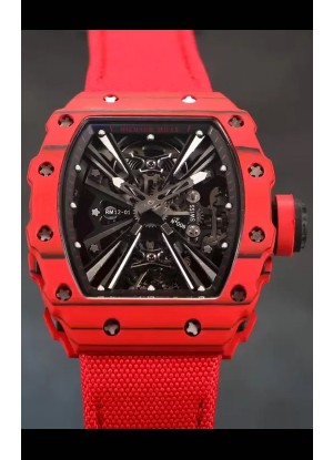 Richard Mille RM12-01 Caja de Fibra de Carbono Genuino Movimiento Tourbillon Reloj Réplica a Espejo 1:1