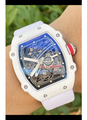 Richard Mille Super Clone RM67-02 Alexis Pinturault Blanco Quartz TPT 37 Gramos Reloj Correa Blanca