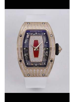 Richard Mille Super Clone RM07-01 Pavimentado en Diamantes 904L Caja Oro Rosado Automatic Reloj Réplica