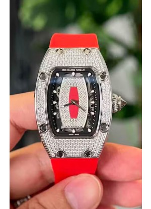 Richard Mille RM007 Pavimentado en Diamantes Dial Negro Acero 904L Superclone Reloj Suizo