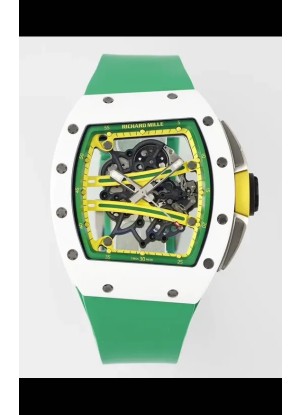 Richard Mille Super Clone RM61-01 Blanco Ceramic Correa Verde Reloj Réplica Suizo