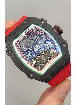 Richard Mille Super Clone RM67-02 Negro Carbon TPT 37 Gramos Reloj Correa Roja