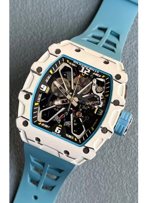 Richard Mille RM35-03 Edición Rafael Nadal Caja Fibra de Carbono Blanca Reloj Réplica Espejo 1:1 Correa Azul