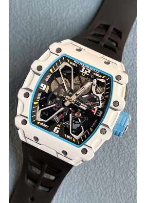 Richard Mille RM35-03 Edición Rafael Nadal Caja Fibra de Carbono Blanca Reloj Réplica Espejo 1:1 Correa Negra