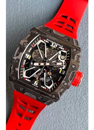 Richard Mille RM35-03 Edición Rafael Nadal Caja Fibra de Carbono Negra Reloj Réplica Espejo 1:1 Correa Roja