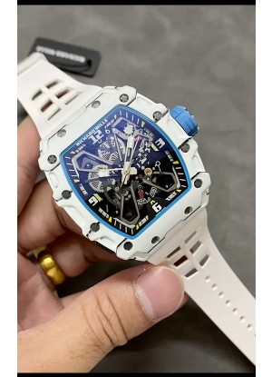 Richard Mille RM35-03 Edición Rafael Nadal Caja Fibra de Carbono Blanca Reloj Réplica Espejo 1:1 Correa Blanca