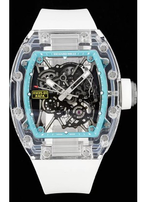 Richard Mille RM35-01 Rafael Nadal Caja en Zafiro Transparente con Tourbillon Genuino Reloj Super Clone