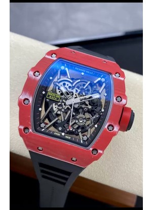 Richard Mille RM35-02 Rafael Nadal Caja de Fibra de Carobono Roja Red con Genuino Tourbillon Reloj Super Clon