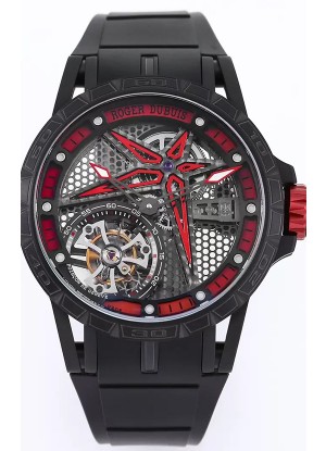 Roger Dubuis Excalibur Spider Pirelli Edition Titanio Revestido en DLC Reloj Réplica 1:1 Genuino Tourbillon