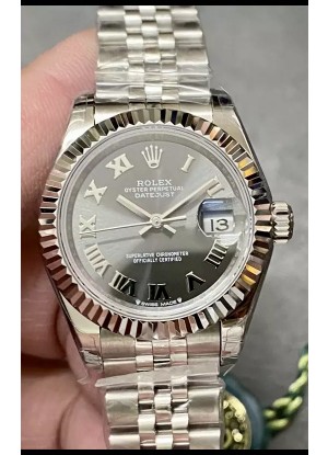 Reloj Rolex Datejust Super Clone Dial Gris Caja Acero 28MM