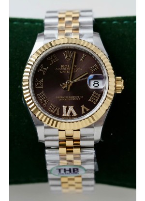 Rolex Datejust Calibre 3235, Movimiento Super Clone, Oro Rosado Dos Tonos 31MM - Dial Marrón