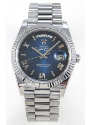 Rolex Day Date Super Clone Dial Azul Romanos 40MM 220 Gramos Reloj Réplica Suizo
