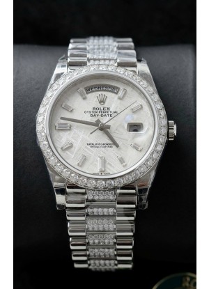 Reloj Rolex Day Date Presidential Acero Inoxidable Dial Meteorito 40MM - Calidad Espejo 1:1