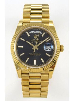 Rolex Day Date Super Clone Dial Negro 40MM 220 Gramos Reloj Réplica Suizo