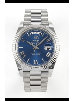 Rolex Day Date Super Clone Dial Azul Romanos 40MM 220 Gramos Reloj Réplica Suizo
