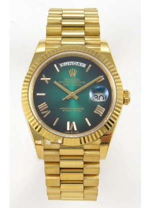 Rolex Day Date Super Clone Dial Verde Ombre 40MM 220 Gramos Reloj Réplica Suizo