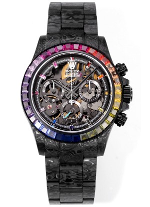 Rolex Daytona Blaken Carbono Negro Reloj Réplica Suizo Espejo 1:1 Dial Skeleton Movimiento Cal.4130