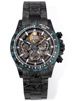 Rolex Daytona Blaken Carbono Negro Reloj Réplica Suizo Espejo 1:1 Dial Skeleton Movimiento Cal.4130