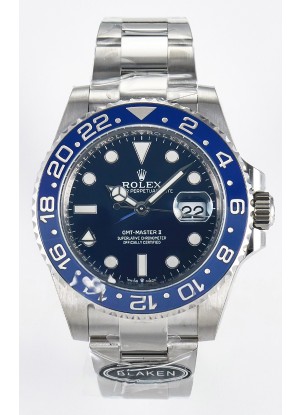 Rolex GMT Masters II Super Clone 126716 "Blaken" Reloj de Acero 904L con Dial Azul
