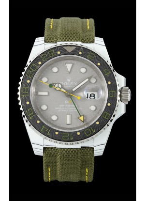 Rolex GMT Masters DiW White Caja de Carbono Reloj Réplica SuizoVerdant Gray Dial 