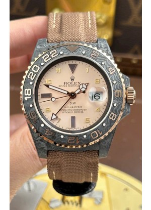 Rolex GMT Masters DiW Black Caja de Carbono Reloj Réplica Suizo Dial Gris Beige
