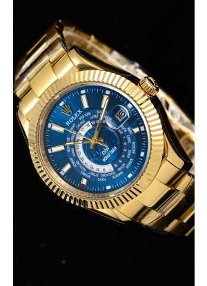 Rolex SkyDweller Reloj Suizo Caja de Oro Amarillo de 18 K - Edición DIW Dial Azul