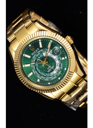 Rolex SkyDweller Reloj Suizo Caja de Oro Amarillo de 18 K - Edición DIW Dial Verde