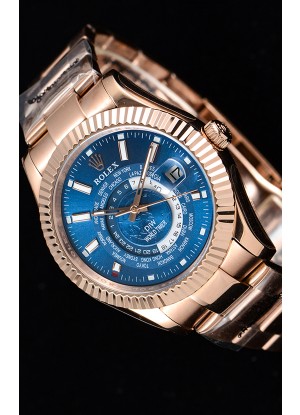 Rolex SkyDweller Reloj Suizo Caja de Oro Rosado de 18 K - Edición DIW Azul Oscuro