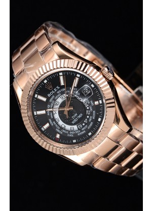 Rolex SkyDweller Reloj Suizo Caja de Oro Rosado de 18 K - Edición DIW Dial Negro