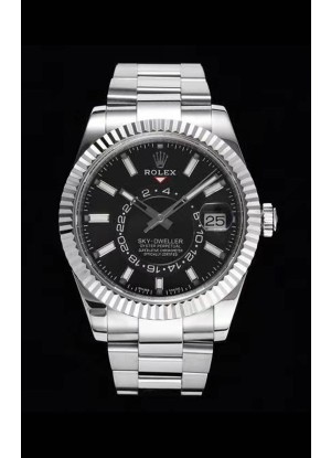 Rolex Sky-Dweller REF# 326934 Black Dial Watch in 904L Steel Case 1:1 Mirror Replica