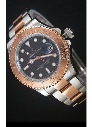 Rolex Yachtmaster Reloj Réplica Japonés Caja en Oro Rosado de dos Tonos Dial Marrón - 40MM