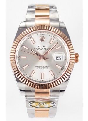 Rolex Super Clone Datejust ETA 3235 Movement 41MM Reloj Chapado en Oro Rosado Dos Tonos Dial Acero