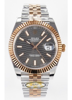 Rolex Super Clone Datejust ETA 3235 Movement 41MM Reloj Chapado en Oro Rosado Dos Tonos Dial Estriado