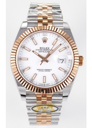 Rolex Super Clone Datejust ETA 3235 Movement 41MM Reloj Chapado en Oro Rosado Dos Tonos Dial Blanco