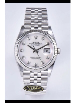 Rolex Datejust 126234 36MM Replica Suiza en Acero 904L en Dial Blanco Perla Réplica a Espejo 1:1