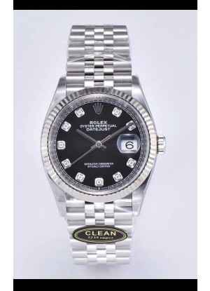 Rolex Datejust 126234 36MM Replica Suiza en Acero 904L en Dial Negro Réplica a Espejo 1:1