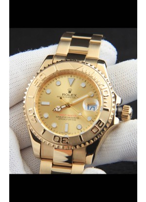 Rolex Yachtmaster Reloj Movimiento Japonés en Caja de Oro - Dial Dorado 37MM