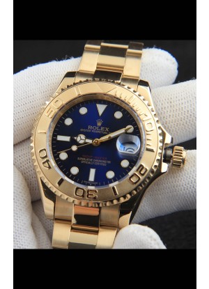 Rolex Yachtmaster Reloj Movimiento Japonés en Caja de Oro - Dial Azul 37MM