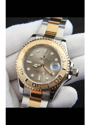 Rolex Yachtmaster Reloj Movimiento Japonés Caja Oro en Dos Tonos - Dial Dorado 37MM
