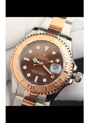 Rolex Yachtmaster Reloj Movimiento Japonés Caja Oro en Dos Tonos - Dial Marrón Claro 37MM