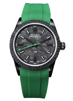 Rolex Milgauss DiW Reloj Caja Carbón Negro - Movimiento Automático ETA2836 en Correa Verde